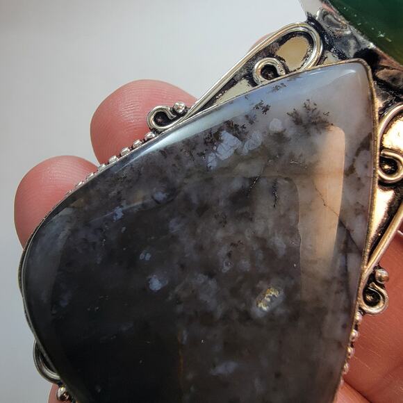Necklace Pendants Dendritic Agate & Green Onyx Handmade Jewelry Sterling Silver - Picture 6 of 10